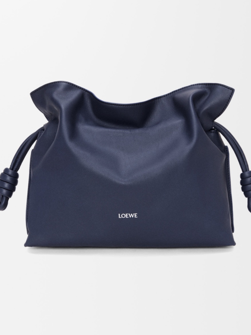 Loewe Navy Leather Knot-Detail Clutch